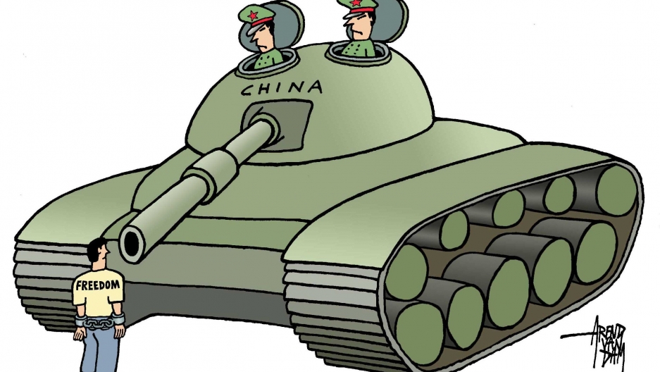 The Tank Man image from the 1989 protests in Tiananmen Square has